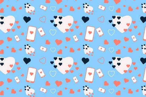 Simple love pattern vector with abstract colorful heart-shaped. Minimal love  Stock Illustration