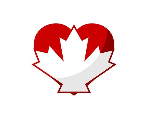 Simple love shape with maple leaf inside Stock Illustration