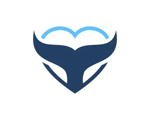 Simple love shape with whale tail inside Stock Illustration