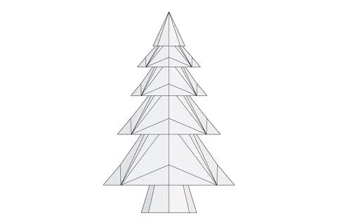 Simple Low Poly Christmas Tree, 3d rendering Stock Illustration