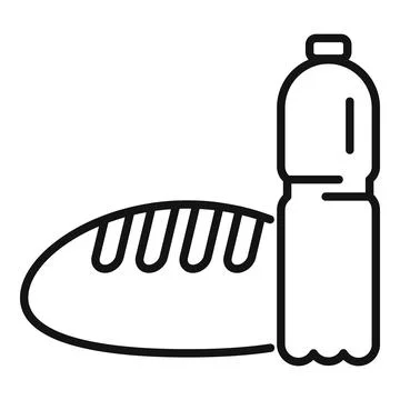 Simple lunch with bread loaf and water bottle icon Stockillustratie