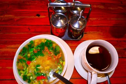 Simple Lunch in a small cafe Pai village Foto stock
