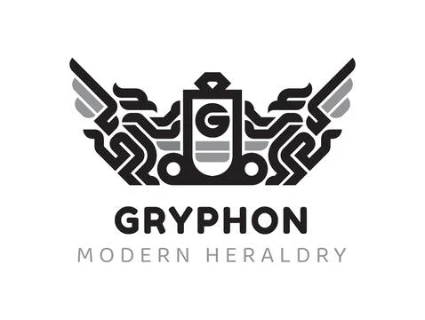 Simple Luxury logo. Gryphon Shield Crest Stock Illustration