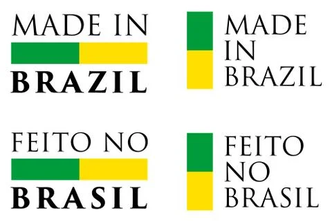 Simple Made in Brazil / Feito no Brasil (portuguese translation) label. Text  Stock Illustration