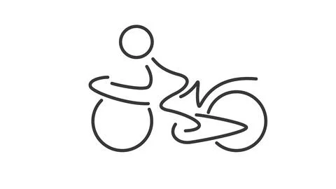 Simple man on the bicycle created from lines. Stock-Illustration