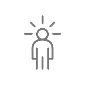 Simple man with an idea line icon. Symbol and sign vector illustration design Stock Illustration