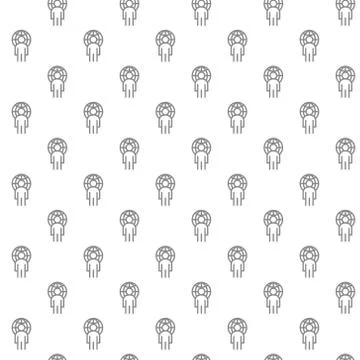 Simple man with the planet seamless pattern with various icons and symbols on Illustrazione stock