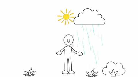 Simple Man in Rain &amp; Shine (4k Resolution):  Looping Video stock 61941886