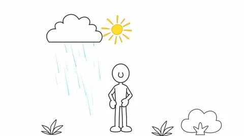 Simple Man in Rain &amp; Shine:  Looping Video stock 61941122