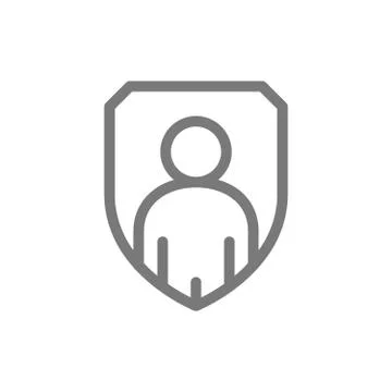 Simple man in shield, defender, business security line icon. Symbol and sign Stock Illustration