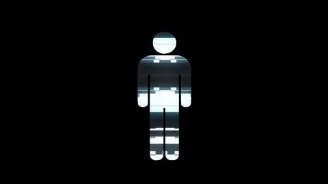 Simple man symbol glitch screen distortion holographic display animation Stock-Footage 97128403