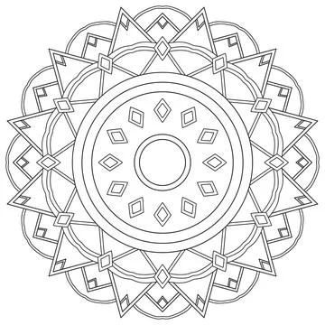 Simple mandala coloring page vector on white. Stock Illustration