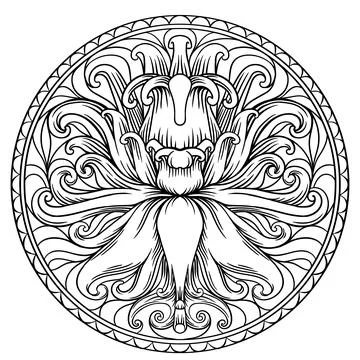 Simple Mandala Shape for Coloring. Vector Mandala. Floral. Stock Illustration