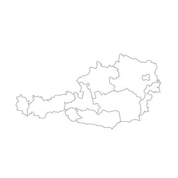Simple map of Austria vector drawing. Isolated outline. Stock Illustration