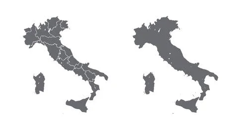 Simple Map Of Italy Isolated On blue Background. Stock Illustration