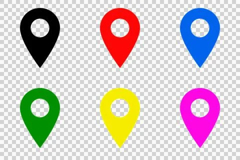 Simple map location pin icon (6 color set) Stock Illustration