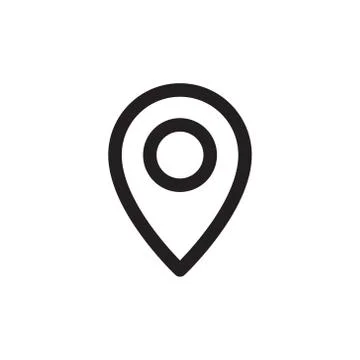 Simple map pin. Concept of global coordinate, dot, needle tip, ui. Flat style Stock Illustration