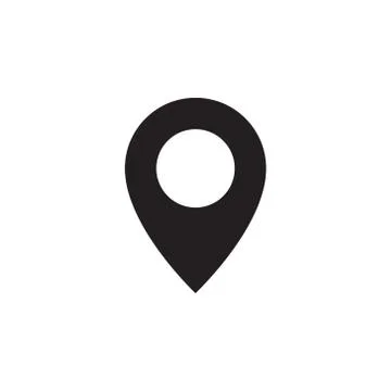 Simple map pin. Concept of global coordinate, dot, needle tip, ui. Flat style Stock Illustration