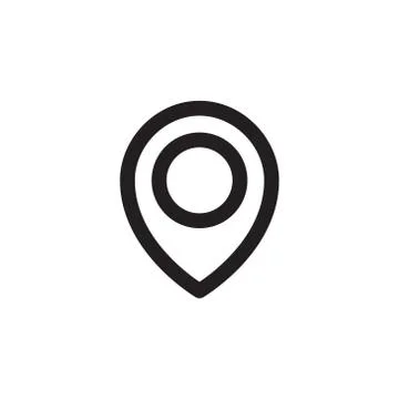 Simple map pin. Concept of global coordinate, dot, needle tip, ui. Flat style Stock Illustration