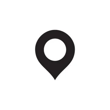 Simple map pin. Concept of global coordinate, dot, needle tip, ui. Flat style Stock Illustration