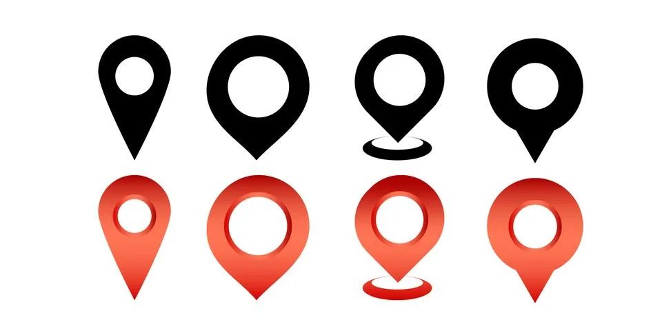 Simple map pin. Map marker pointer icon set. Modern map markers. location p.. 스톡 일러스트