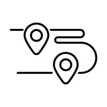 Simple map pins. Destination via icon. Vector. Stock Illustration