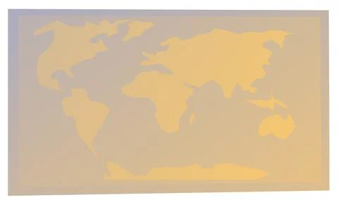 Simple map of world on paper. Cartoon style. Object isolated on white backgro Stock Illustration