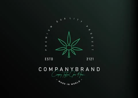 Simple marijuana logo design. Vector illustration of Abstract simple marijuan Stock Illustration