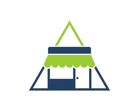 Simple market store in the triangle line logo Stock Illustration