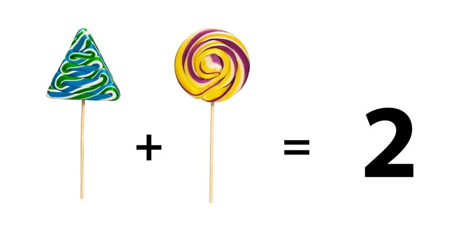 Simple math for kids lollipops count isolated white Stock Illustration