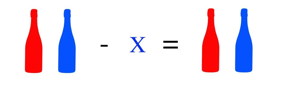 Simple math problems and exercises with objects イラスト素材