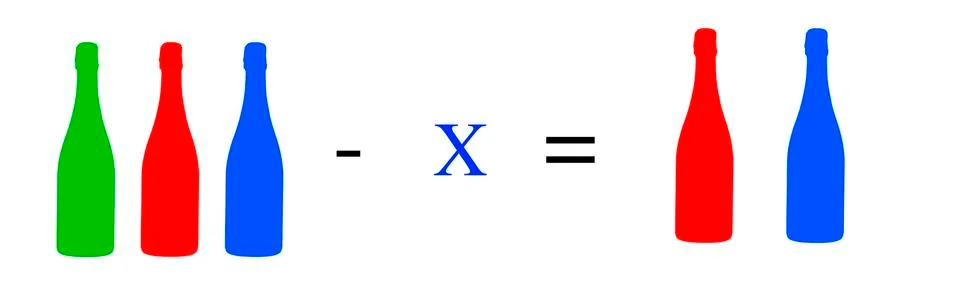 Simple math problems and exercises with objects イラスト素材