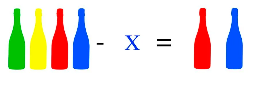 Simple math problems and exercises with objects 스톡 일러스트