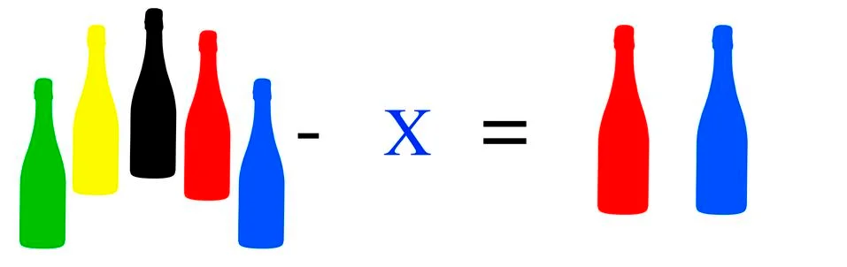 Simple math problems and exercises with objects Stock Illustration