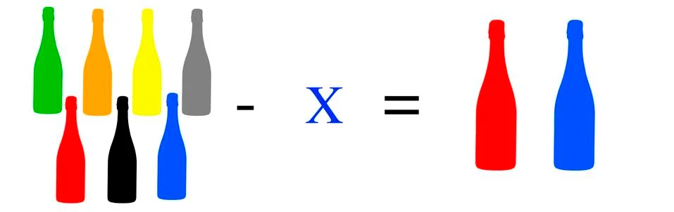 Simple math problems and exercises with objects イラスト素材