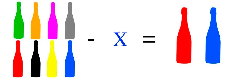 Simple math problems and exercises with objects イラスト素材