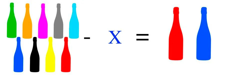 Simple math problems and exercises with objects イラスト素材