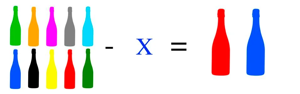 Simple math problems and exercises with objects イラスト素材