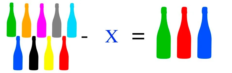 Simple math problems and exercises with objects Stock Illustration