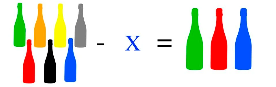 Simple math problems and exercises with objects Stock Illustration