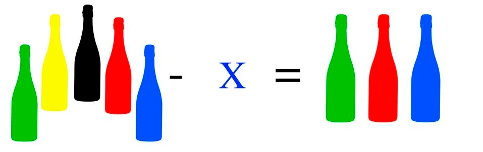 Simple math problems and exercises with objects Stock Illustration