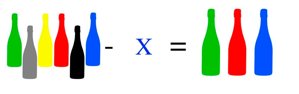 Simple math problems and exercises with objects イラスト素材