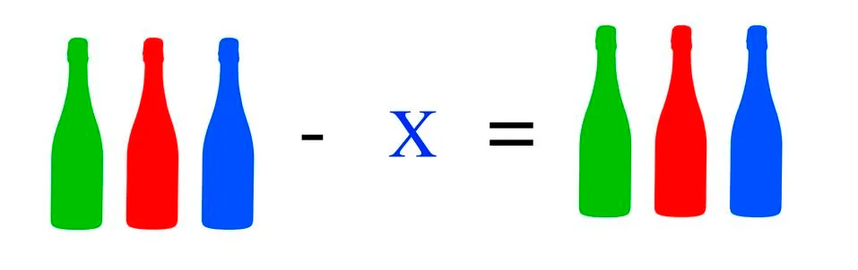 Simple math problems and exercises with objects Stock Illustration