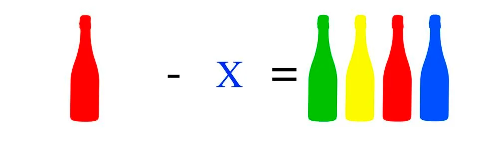 Simple math problems and exercises with objects イラスト素材