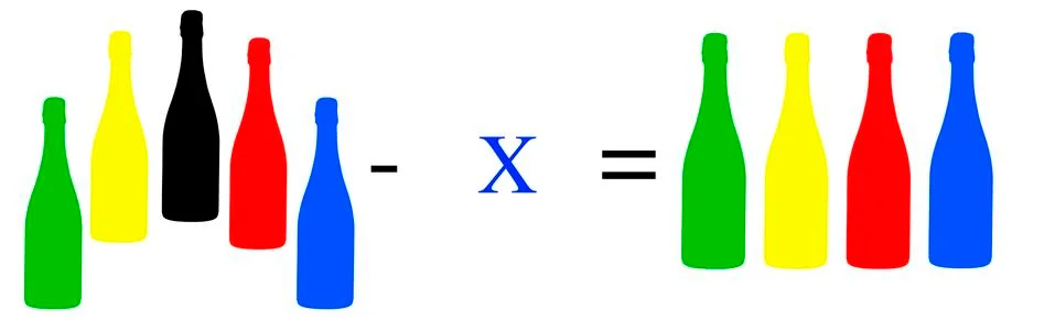 Simple math problems and exercises with objects イラスト素材