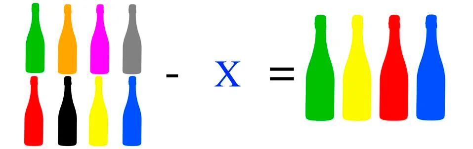 Simple math problems and exercises with objects 스톡 일러스트