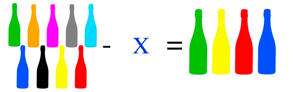 Simple math problems and exercises with objects イラスト素材