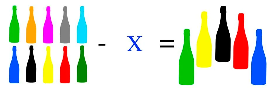 Simple math problems and exercises with objects イラスト素材