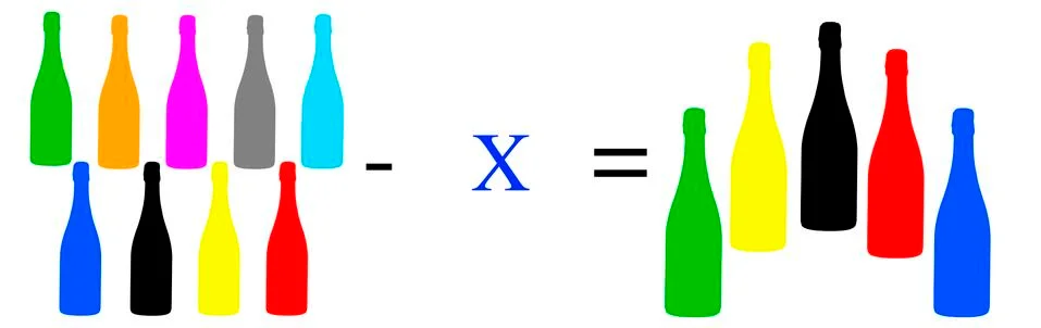 Simple math problems and exercises with objects イラスト素材