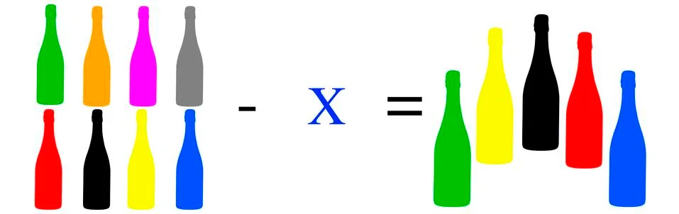 Simple math problems and exercises with objects イラスト素材